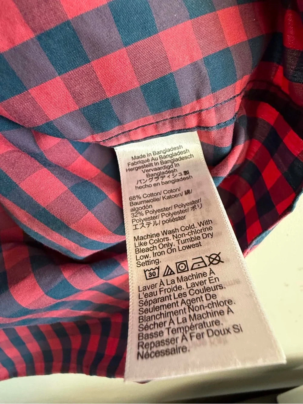 J. Crew Red and Navy Gingham Button-Down Shirt